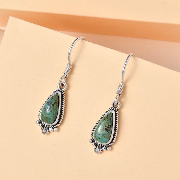 Genuine Blue Moon Turquoise gemstone dangle earrings in 925 Sterling Silver NWT - Picture 3 of 5